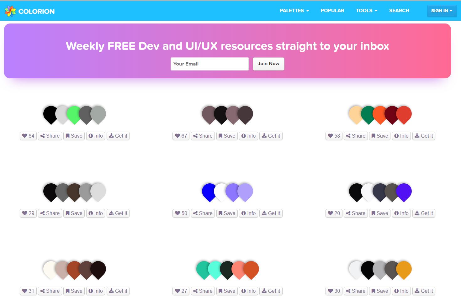 ۷ وب‌سایت برای انتخاب پالت رنگ-اپلیکیشن‌ساز آنلاین موبایل پازلی-puzzley.net 2